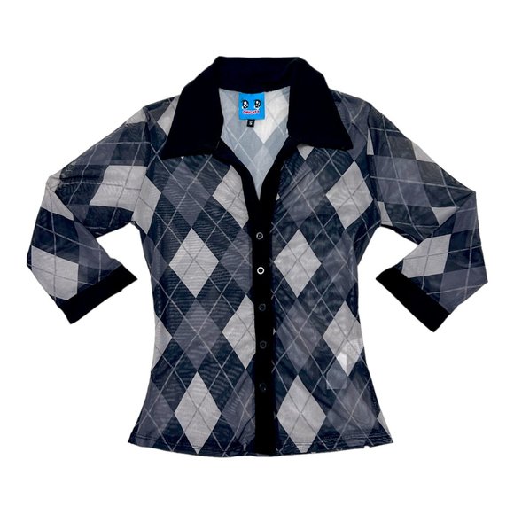 oMighty Argyle Mesh Button Up - Picture 1 of 3